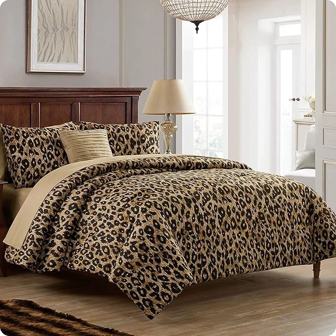 Clean VCNY Home Bed in a Bag 6-Piece Bedding Set – Twin XL Size Cheetah Print Shams Decorative Pillows amp Pillowcases Your Home Decor Luxurious Soft amp Cozy No-WrinkleMicrofiber Polyester Elite