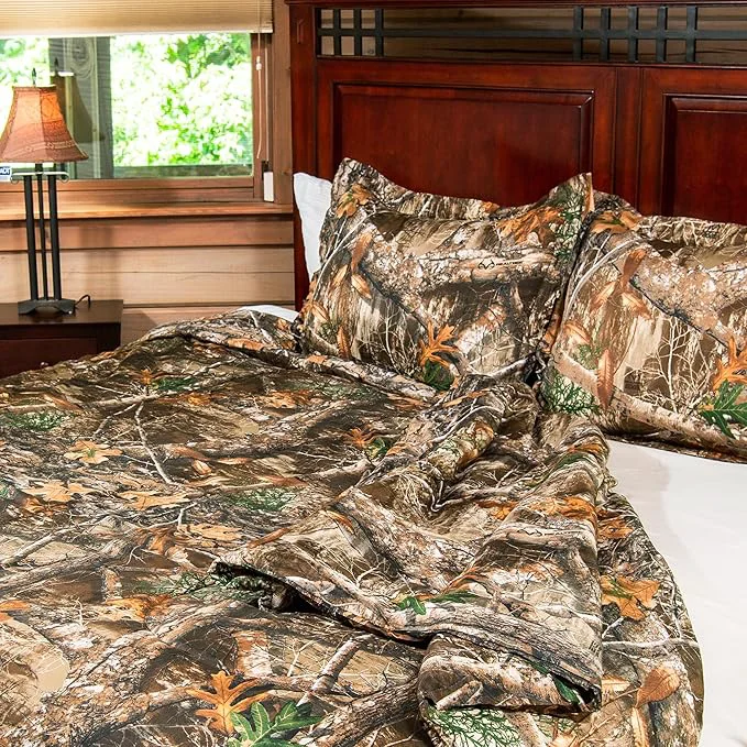 Professional Northwest tree Twin Size 1 Comforter and 1 Sham Set All Seasons Boys and Girls Soft Cabin Bedding Edge Camo Fine