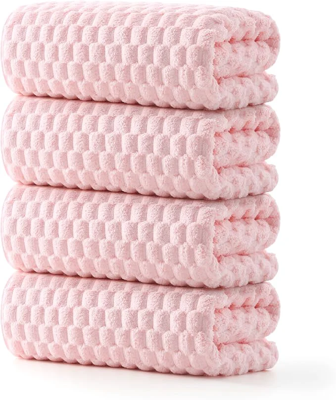 Verified REDKISS 4 Pack Pink Microfiber Bath Towels Unique
