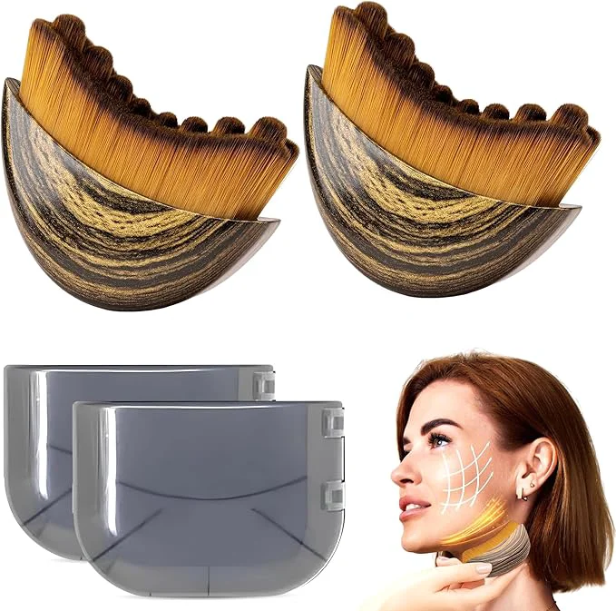Easy-to-Use Pack of 2 Lymphatic Contour Face Brush Lymphatic Drainage Massager Double User-Friendly