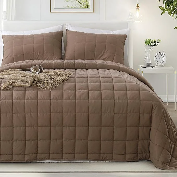 Smooth KASENTEX Twin Quilt Set 68 quot x86 quot – Soft Washed 3-Layer Lightweight Bedspread Minimalist Nordic Design All-Season Spring amp Summer Quilt Set 1 Quilt 2 Pillow Shams Corduroy Blue Secure