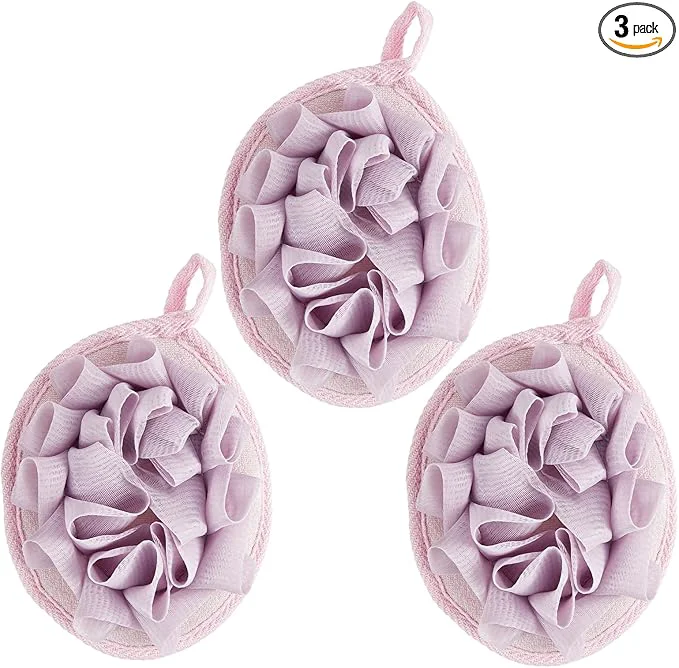 Premium Boao 3 Pcs Bath Shower Pouf Sponge Mesh Pouf Shower Ball Exfoliating Body High-Quality