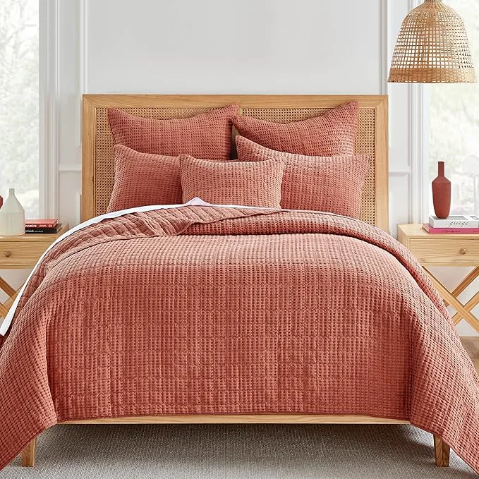 Verified Levtex Home Mills Waffle Twin XL Twin Quilt Set 68x86in with 1 Pillow Sham 26x20in – Adobe – Cotton Twin Size Quilt Bedding Set – Lightweight Soft Pre-Washed Practical