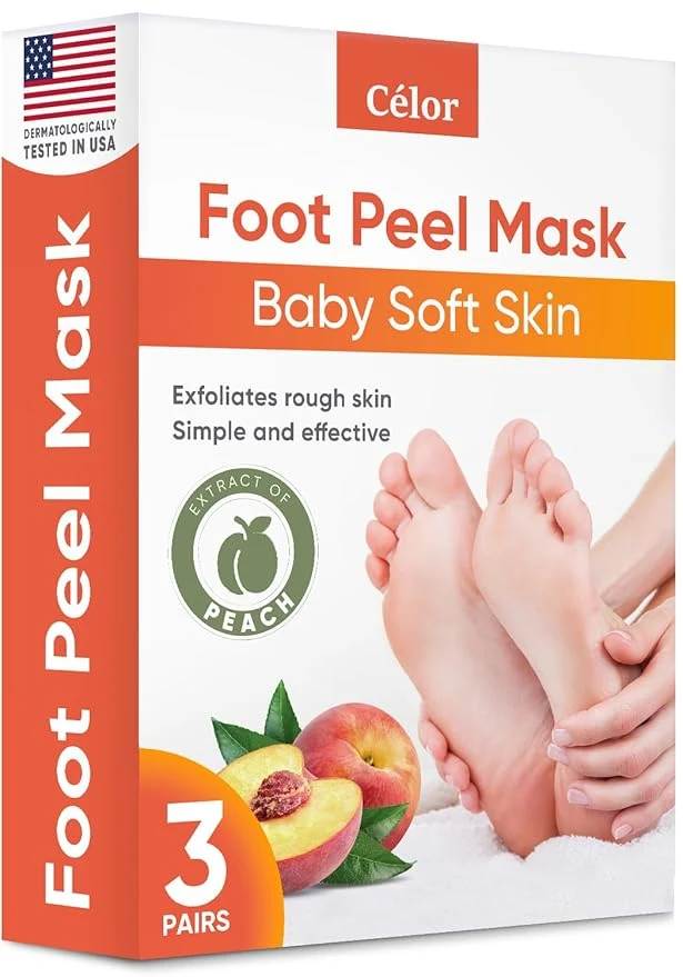 Organic CÉLOR Foot Peeling Mask for Dry Cracked Feet Foot Mask to Exfoliate Rough Powerful