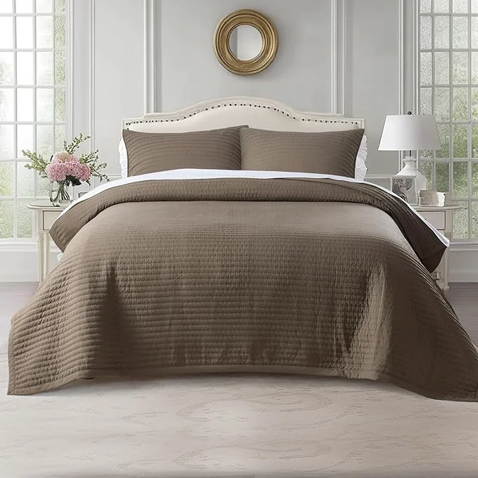 World-Class KASENTEX Queen XL Quilt Set 98 quot x98 quot – Soft Washed 3-Layer Lightweight Bedspread Minimalist Nordic Design All-Season Spring amp Summer Quilt Set 1 Quilt 2 Pillow Shams Cub Crafted