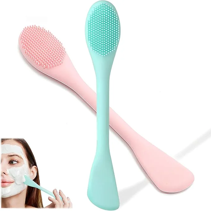 Recyclable 2 PCS Facial Cleansing Brush 2 in 1 Silicone Face Mask Brush Innovative