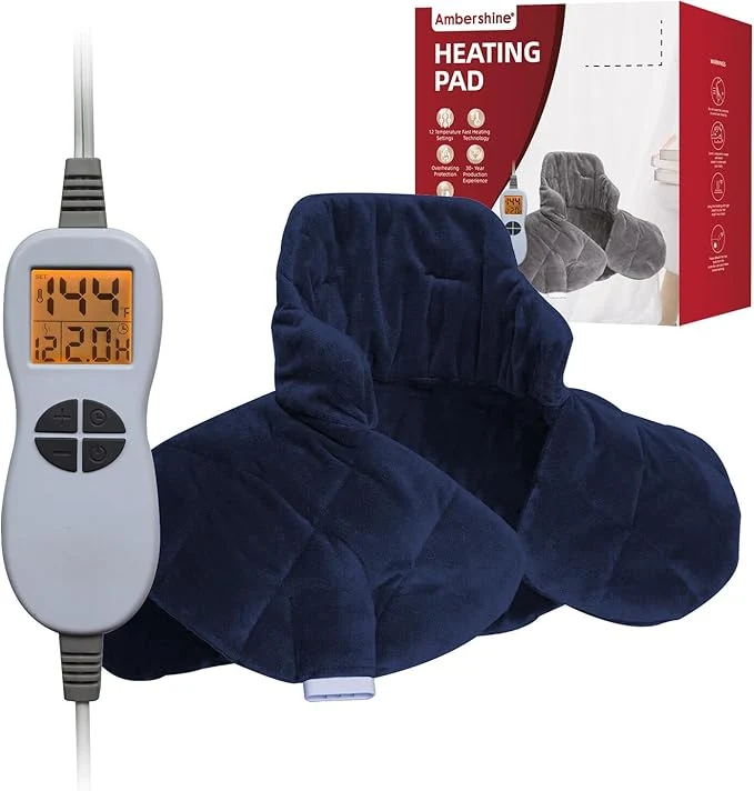 Next-Generation Ambershine 19”x24” Weighted Neck Shoulder Heating Pad 2.5lbs Verified