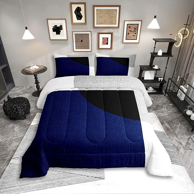 Exclusive Erosebridal Watercolor Striped Comforter Set Queen Size Modern Graffiti Geometric Abstract Bedding for Adults Teens Bohemian Simple Patchwork Quilt Stripes Bold Lines Duvet Insert Minimalist