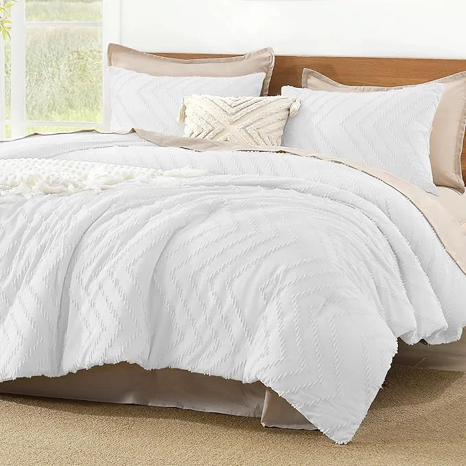 Clean Litanika White King Comforter Set 3 Pieces Lightweight Tufted Bedding Sets Down Comforter Fluffy Bed Set Gift Choice Functional