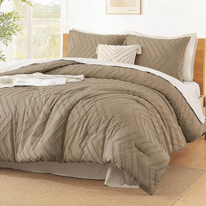 Top-Quality Litanika Taupe King Comforter Set 3 Pieces Lightweight Tufted Bedding Sets Down Comforter Fluffy Bed Set Gift Choice Next-Generation