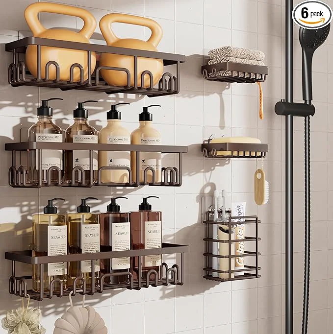 Casual Veken Shower Caddy 6-Pack No Drilling Rustproof Waterproof Adhesive Shelves Sophisticated