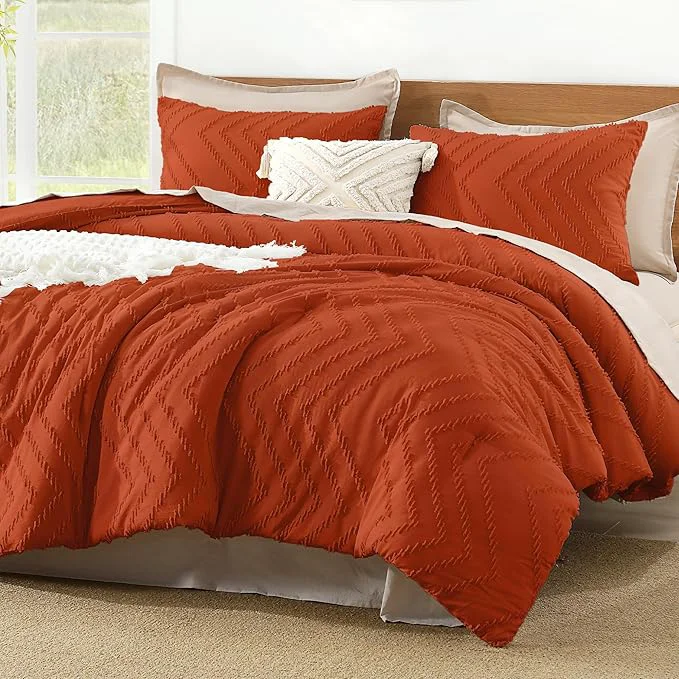 Versatile Litanika Burnt Orange Queen Comforter Set Fall Boho Terracotta Lightweight Fluffy Bedding Comforter Set for Bed 3 Pieces Rust Down Comforter Bed Set Gift Choice Exceptional
