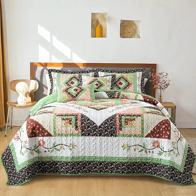 Flexible BEDIFANY King Size Comforter Set – Lightweight Cotton Filling Bedspread King Size 98 x 106 inch – Comfortable Farmhouse Quilt Bedding Sets for Bed Decorations – All Seasons 3 Pieces Healthy