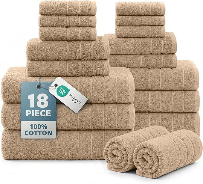 Professional Casa Platino 18 Pcs Cotton Towel Set Environmentally Friendly