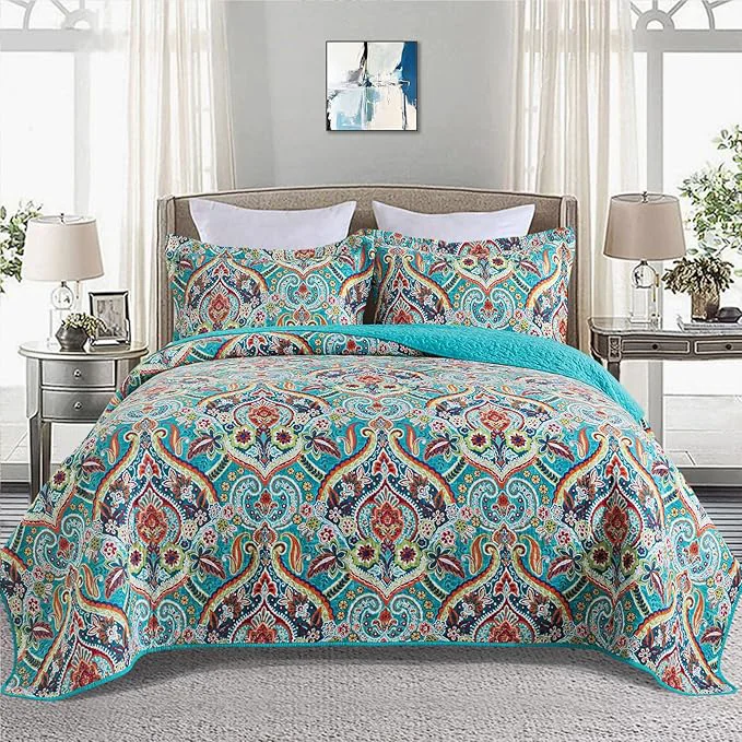 Durable BEDIFANY Cotton Queen Quilt Set – Lightweight Queen Size Quilts Bedding Set for a Comfortable Sleep – Reversible Bedspread Coverlet 90 98 in with Boho Pattern 3 Pieces Proven