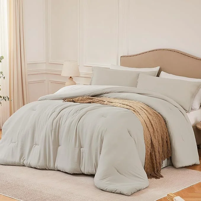 Responsible Queen Comforter Sets Oatmeal 3PCS Soft Lightweight Breathable Bedding Comforter Sets for All Season Queen Size 90 39 39 ×90 39 39 Comforter amp 2 Pillowcases Dependable