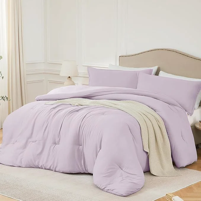 Reusable California King Comforter Set Light Purple 3PCS Soft Lightweight Breathable Bedding Comforter for All Season Calking Size 104 39 39 ×96 39 39 Comforter amp 2 Pillowcases Prestigious