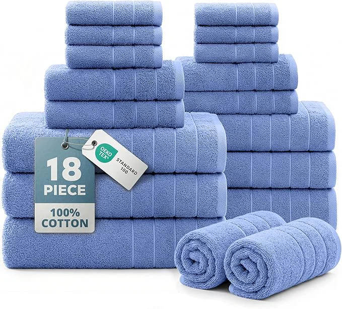 Original Design Casa Platino Cotton Bath Towel 18 Piece Set Eco-Friendly