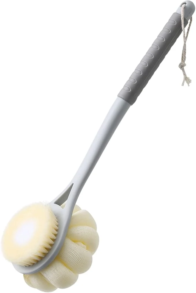Lightweight Shower Body Brush Soft Bristles and Beautiful Pumpkin Loofah 14 Long Handle Casual