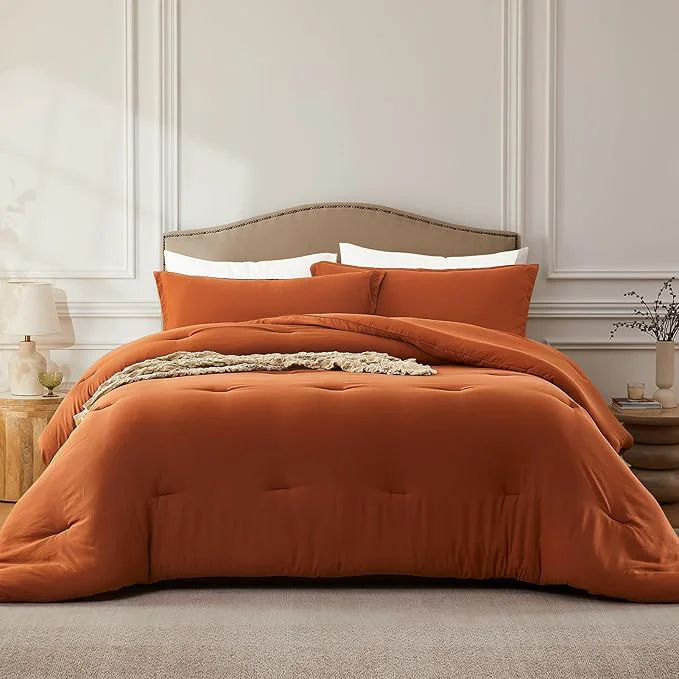 Environmentally Friendly Queen Comforter Sets Terracotta 3PCS Soft Lightweight Breathable Bedding Comforter Sets for All Season Queen Size 90 39 39 ×90 39 39 Comforter amp 2 Pillowcases Innovative