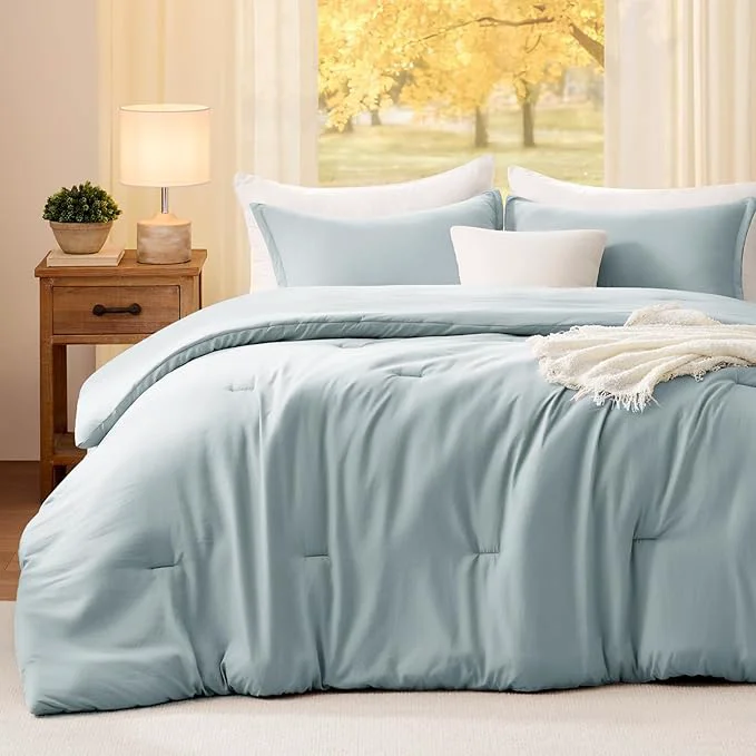 Consistent Oversized King Comforter Set Mist Blue 3PCS Soft Lightweight Breathable Bedding Comforter for All Season Oversized King Size 120 39 39 ×98 39 39 Comforter amp 2 Pillowcases Functional