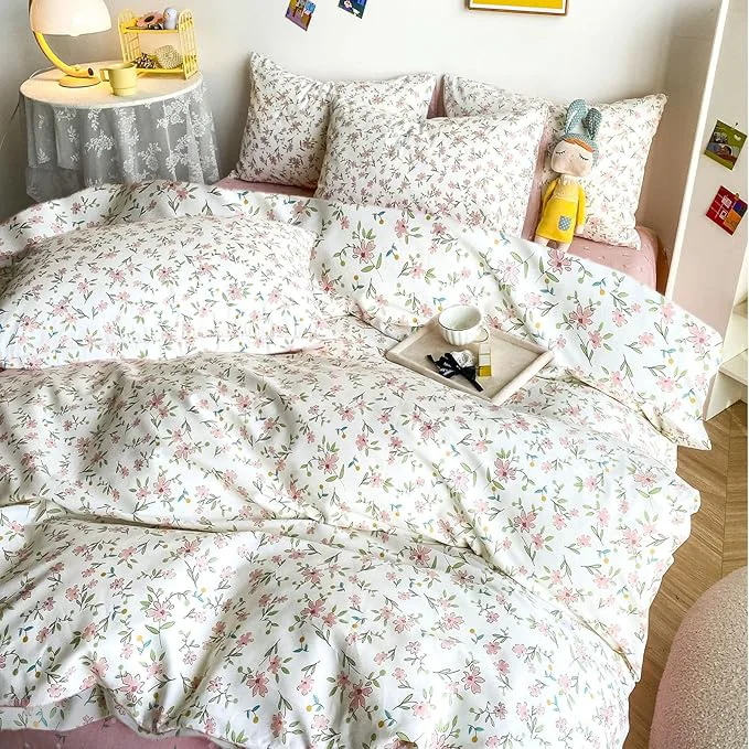 Superior HighBuy 3 Piece Teen Comforter Set Twin XL Size All Season Pink Floral Farmhouse Bedding Comforter with 2 Pillowcases Washable Cozy Comforter for Girls Fluffy Comfy Bedding Sets Selected