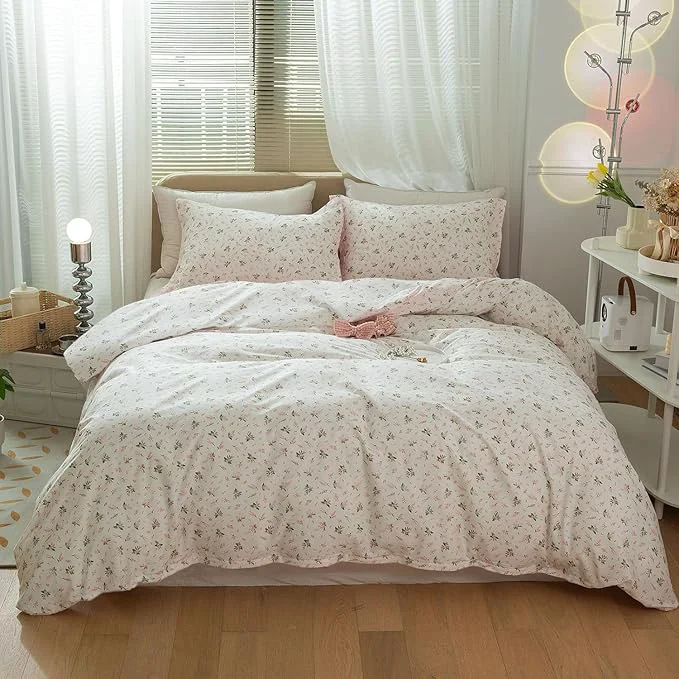 Fine Crafted HighBuy Floral Comforter Set Full Size White Pink Floral Bedding Comforter Sets Full Bed Bedding Sets Aesthetic Botanical Comforter Set Vintage Safe
