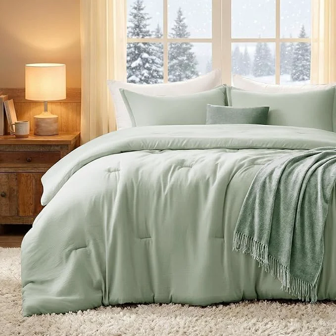 Effective Queen Comforter Sets SageGreen 3PCS Soft Lightweight Breathable Bedding Comforter Sets for All Season Queen Size 90 39 39 ×90 39 39 Comforter amp 2 Pillowcases Environmentally Friendly