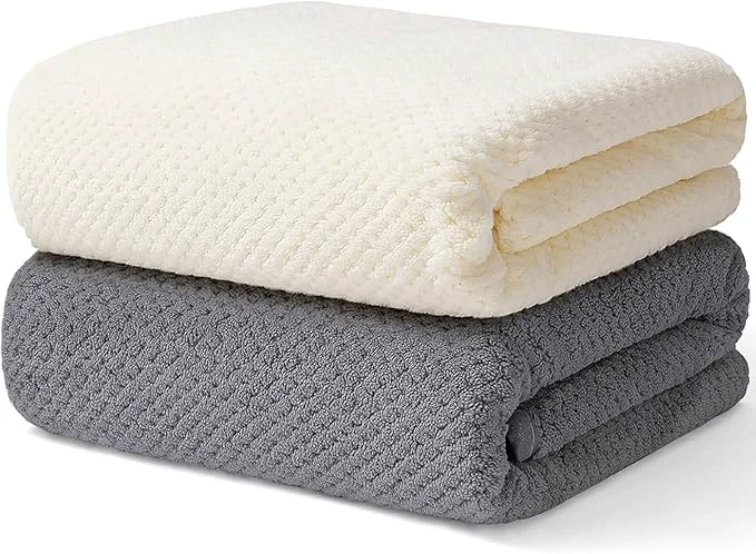 Powerful 2 Pack Bath Towel Set Waffle Bath Towel Set Microfiber Super Soft Highly Elite