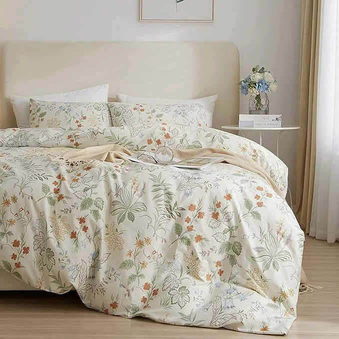 Contemporary HighBuy King Comforter Set Vintage Floral Comforter Sets for Bed Set Aesthetic Green Flower Bedding Comforter Set Women Girl Bedding Sets Boho Comforter 1 King Comforter Soft 2 Pillowcases Recyclable