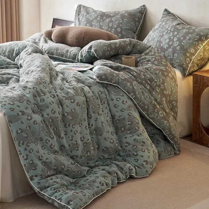 Fine HighBuy Muslin Cotton Comforter Set Full Size Leopard Print Bedding Comforter with 2 Pillowcases Sexy Luxury Cheetah Pattern Comforter Set for Teen Men Room Decor Breathable Ultra Soft User-Friendly