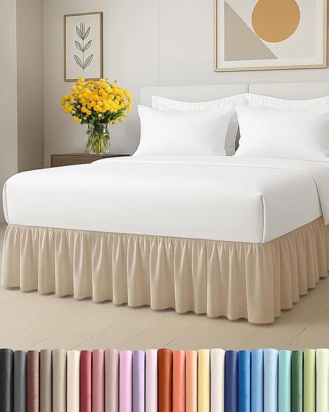 Bedskirt Queen Size Ruffle – 15 inch Drop Dust Ruffle Bed Skirt with Platform – Ultra-Soft Easy Fit Premium Hotel Quality – Wrinkle Fade amp Shrink Resistant – for Women Men Kids and Teens – Cream Practical