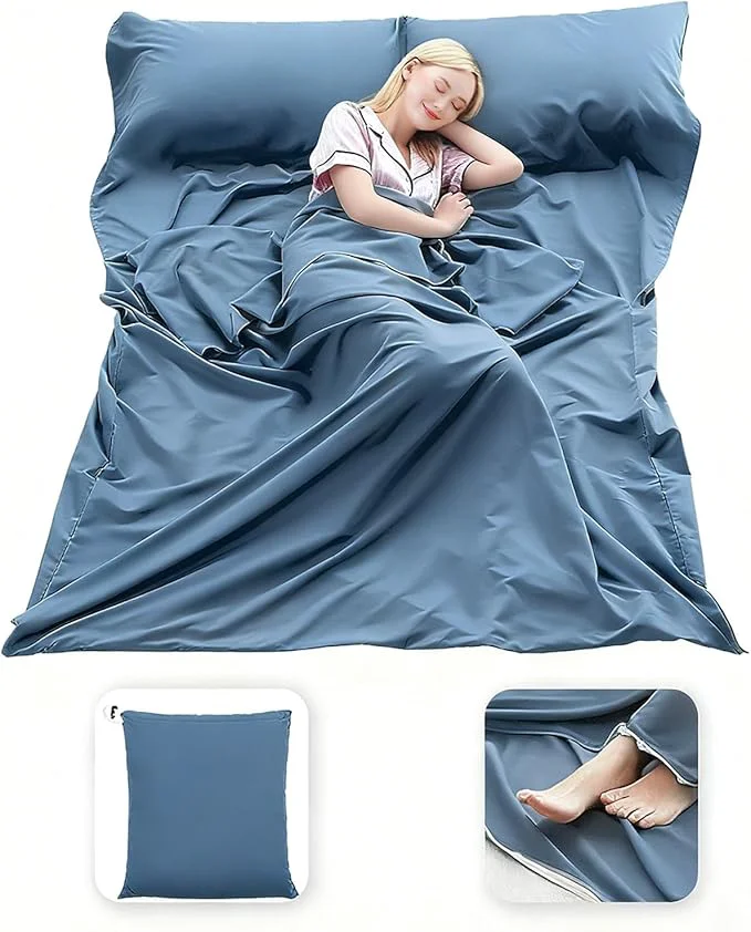 Efficient Sleeping Bag Liner Lightweight Compact Sleeping Bag Sack Portable Clean Travel Sheet Camping Sleep Sheet for Backpacking Hotel Hiking Comfortable