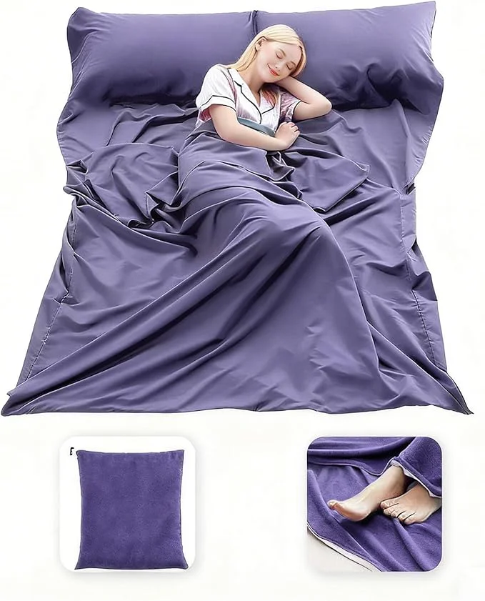 Premium Sleeping Bag Liner Lightweight Compact Sleeping Bag Sack Portable Clean Travel Sheet Camping Sleep Sheet for Backpacking Hotel Hiking Functional