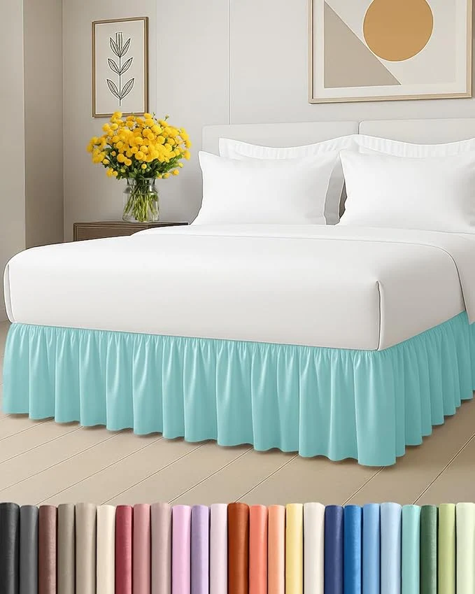 Carefully Designed Bedskirt Full Size Ruffle – 12 inch Drop Dust Ruffle Bed Skirt with Platform – Ultra-Soft Easy Fit Premium Hotel Quality – Wrinkle Fade amp Shrink Resistant – for Women Men Kids amp Teens – Spa Blue Reliable