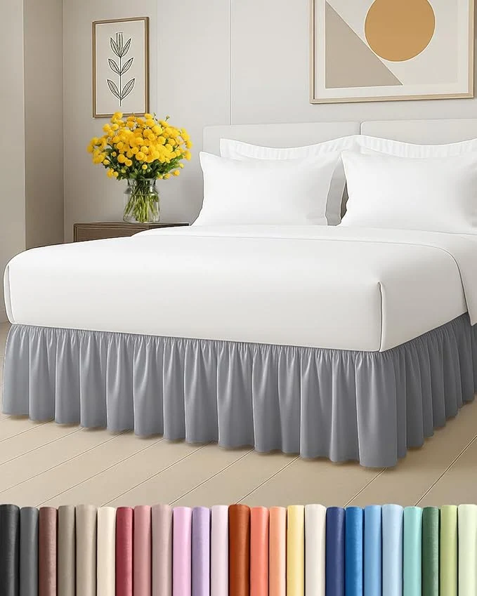 Dependable Bedskirt King Size Ruffle – 18 inch Drop Dust Ruffle Bed Skirt with Platform – Soft Easy Fit Premium Hotel Quality – Wrinkle Fade amp Shrink Resistant – for Women Men Kids and Teens – Steel Blue Pure