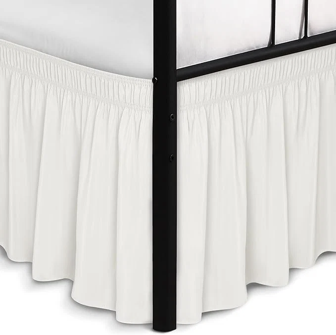 Reliable Biscaynebay Wrap Around Bed Skirts with Split Corners for King Beds 16 quot Drop Ivory Elastic Dust Ruffles Adjustable Easy Fit Wrinkle amp Fade Resistant Silky Luxurious Fabric Machine Washable Elite