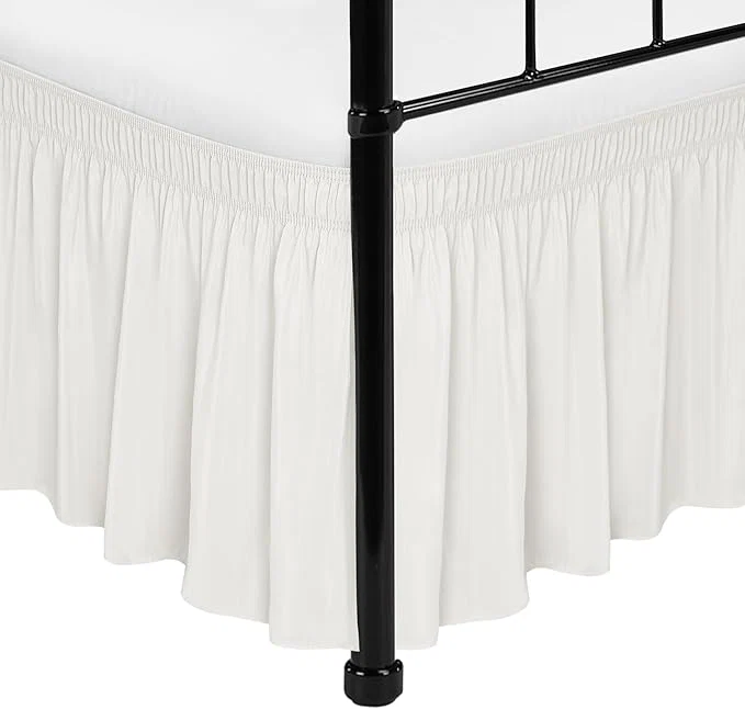 Contemporary Biscaynebay Wrap Around Bed Skirts with Split Corners for Twin Twin XL Beds 18 quot Drop Ivory Adjustable Elastic Dust Ruffles Easy Fit Wrinkle Resistant Silky Luxurious Fabric Machine Washable Dependable