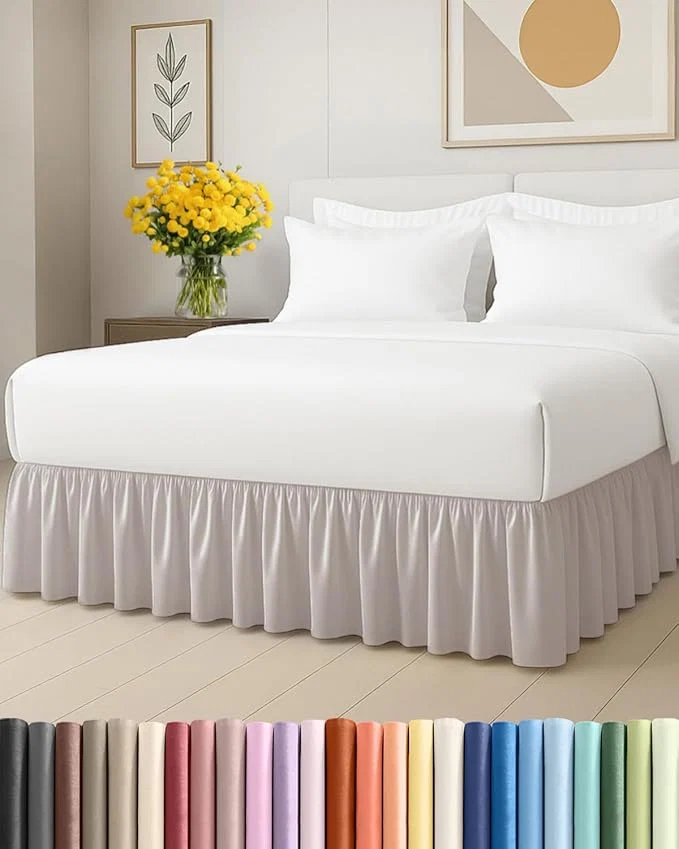 Reliable Bedskirt Queen Size Ruffle – 15 inch Drop Dust Ruffle Bed Skirt with Platform – Soft Easy Fit Premium Hotel Quality – Wrinkle Fade amp Shrink Resistant – for Women Men Kids and Teens – Light Grey Sophisticated