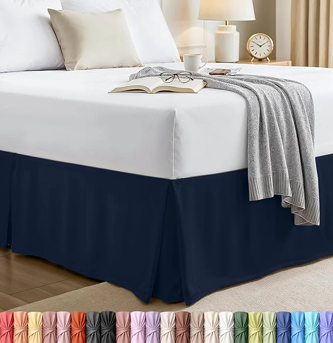 Reliable Utopia Bedding Full Bed Skirt – Soft Quadruple Pleated Ruffle – Easy Fit with 16 Inch Tailored Drop – Hotel Quality Shrinkage and Fade Resistant Full Navy Unique