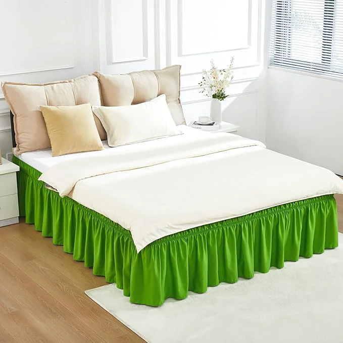 Smart RIMELA Green Bed Skirt Queen Size 15 Inch Drop Elastic Bed Skirting for Bed Base and Frame Bedding Dust Ruffle Easy to Install Lightweight Wrap Around Adjustable Bedskirt Secure