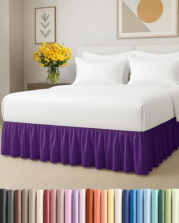 Smooth Bedskirt Full Size Ruffle – 15 inch Drop Dust Ruffle Bed Skirt with Platform – Ultra-Soft Easy Fit Premium Hotel Quality – Wrinkle Fade amp Shrink Resistant – for Women Men Kids and Teens – Purple Traditional