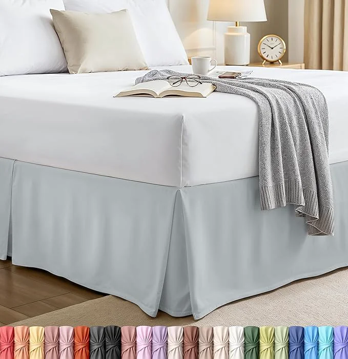 Detailed Utopia Bedding King Bed Skirt – Soft Quadruple Pleated Ruffle – Easy Fit with 16 Inch Tailored Drop – Hotel Quality Shrinkage and Fade Resistant King Light Grey Proven