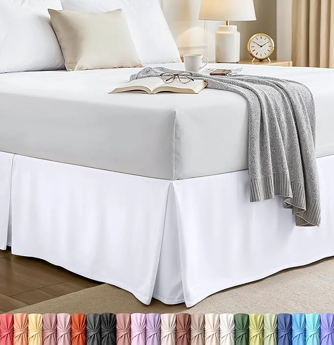 Professional Utopia Bedding King Bed Skirt – Soft Quadruple Pleated Ruffle – Easy Fit with 16 Inch Tailored Drop – Hotel Quality Shrinkage and Fade Resistant King White Natural