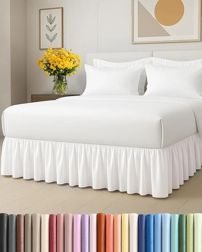 Expertly Made Bedskirt Queen Size Ruffle – 15 inch Drop Dust Ruffle Bed Skirt with Platform – Soft Easy Fit Premium Hotel Quality – Wrinkle Fade amp Shrink Resistant – for Women Men Kids amp Teens – Antique White Refined