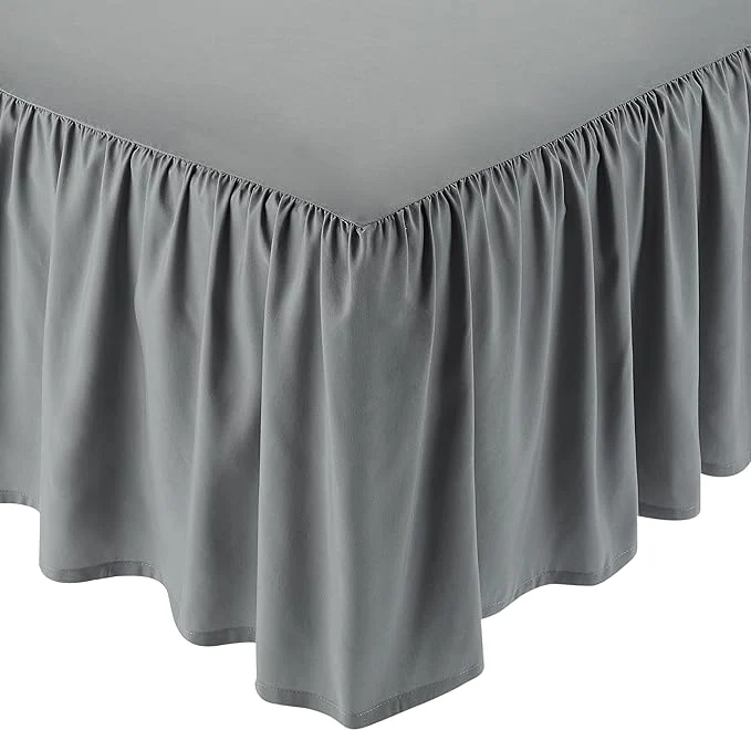 High-Grade Amazon Basics Wrinkle Resistant Machine Washable Ruffled Bed Skirt Fade Resistant Microfiber with 16 quot Drop Queen Dark Grey Long-Lasting
