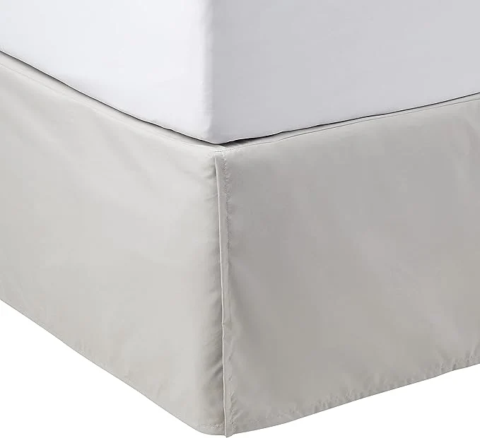 Amazon Basics Lightweight Pleated Bed Skirt Machine Washable Wrinkle and Fade Resistant Queen Light Grey 16-Inch Drop Official