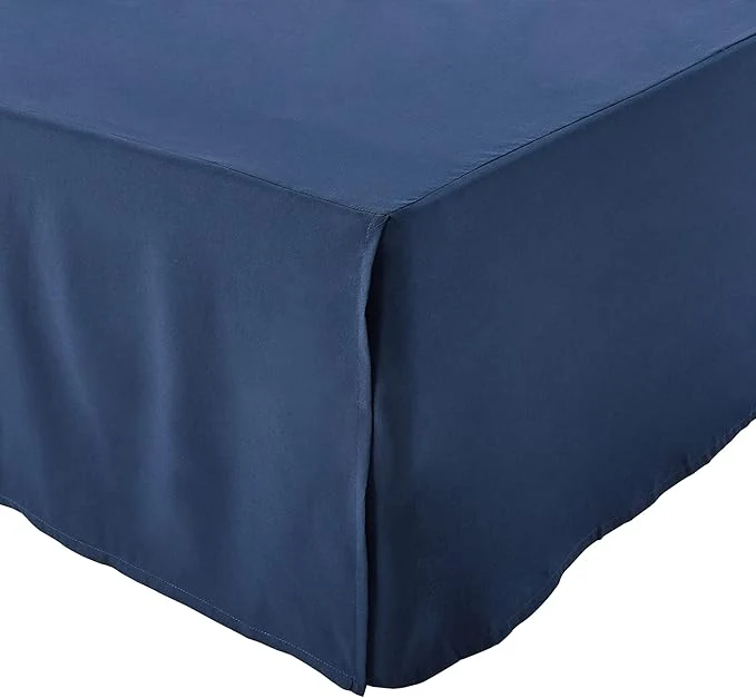 High-Quality Amazon Basics Lightweight Pleated Bed Skirt King Navy Blue Solid Stylish