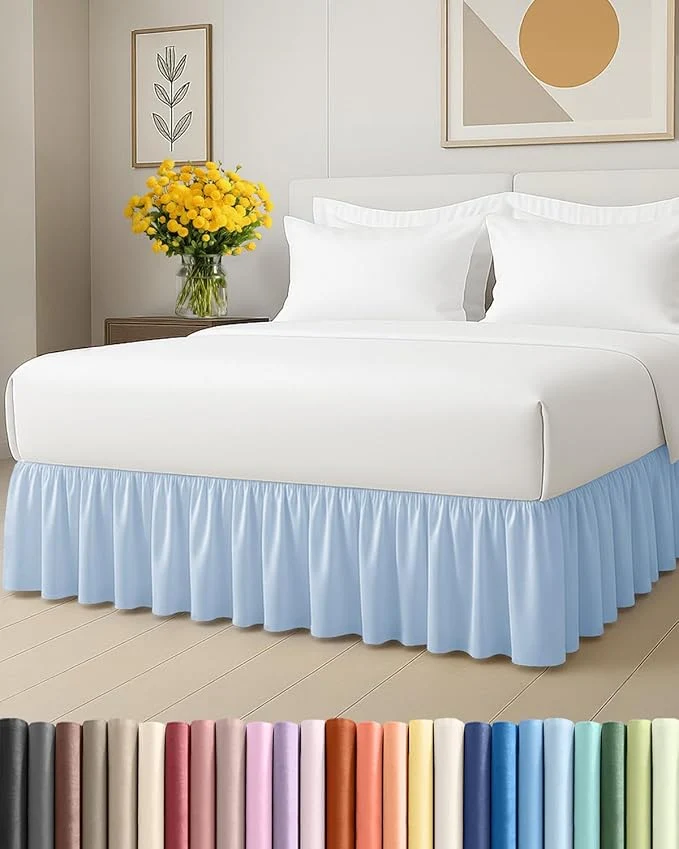 Versatile Bedskirt Twin Size Ruffle – 18 inch Drop Dust Ruffle Bed Skirt with Platform – Ultra-Soft Easy Fit Premium Hotel Quality – Wrinkle Fade amp Shrink Resistant – for Women Men Kids amp Teens – Sky Blue Long-Lasting