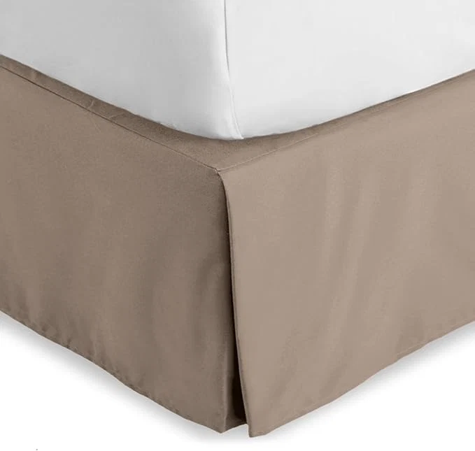 Eco-Friendly Bare Home King Bed Skirt – 15-Inch Tailored Drop Easy Fit – Bed Skirt for Beds – Center amp Corner Pleats King Taupe Responsible